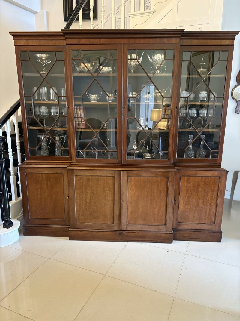 Antique Victorian Quality Mahogany Breakfront Bookcase - Image 6